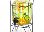 Dispensador de bebidas de vidrio con grifo y soporte 4,2 l