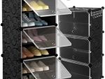 Zapatero modular con 6 niveles con puertas y perchero