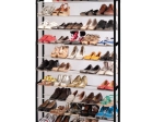 Zapatero de varias alturas con 10 baldas para 50 pares, tubos metálicos, 90 × 25 × 140 cm