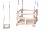 Columpio infantil de madera con barra de seguridad