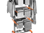 Tendedero vertical metálico con ruedas XXL 73 × 170 cm