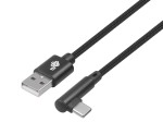 Cable USB a USB-C 1,5 m con conector en ángulo recto, trenzado negro