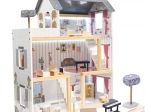 Casa de muñecas de madera de MDF, negra, 78 cm con iluminación LED